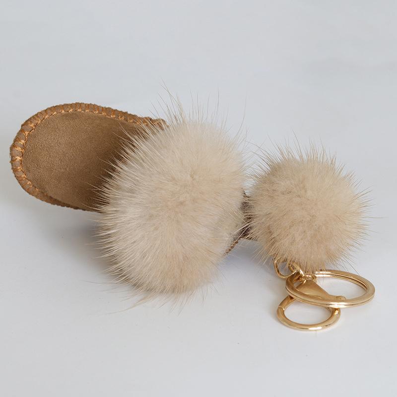 Yogodlns Cute Fur Hand-sewn PU Leather Bag Pendants Fashion Women Couple Gift Handbag Backpack Accessories