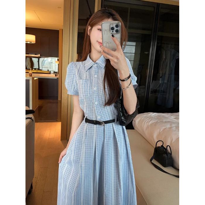 

(original practice + belt) French temperament shirt long skirt new women s summer feeling is popular this year XL
