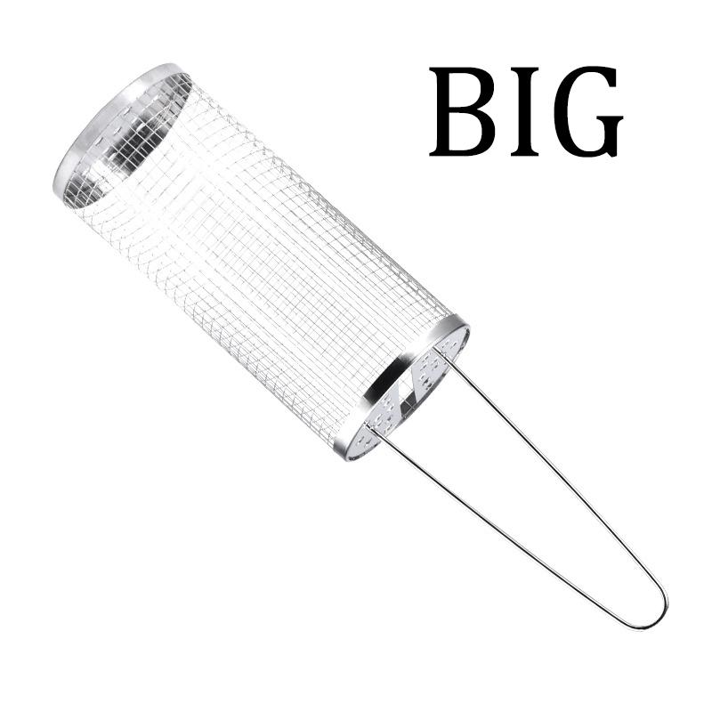 Stainless Steel Round Barbecue Net,Rolling Barbecue Grill Cage,Portable Barbecue Grill Net,Barbecue Basket Outdoor Camping