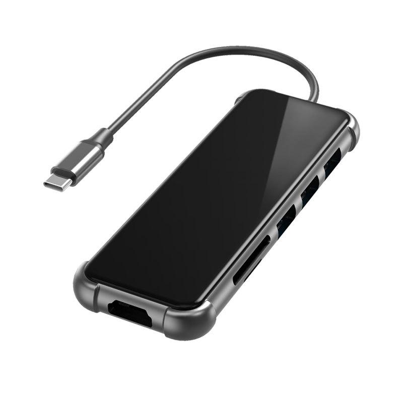 

Металлический тип C к HDMI-совместимому адаптеру 4K 6-в-1 с высокоскоростным интерфейсом Type-c для док-станции чёрный
