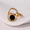 Stainless Steel Oval Drip Oil Opening Rings for Women Men French Style Vintage Hollow Adjustable Rings Banquet Jewelry Wholesale