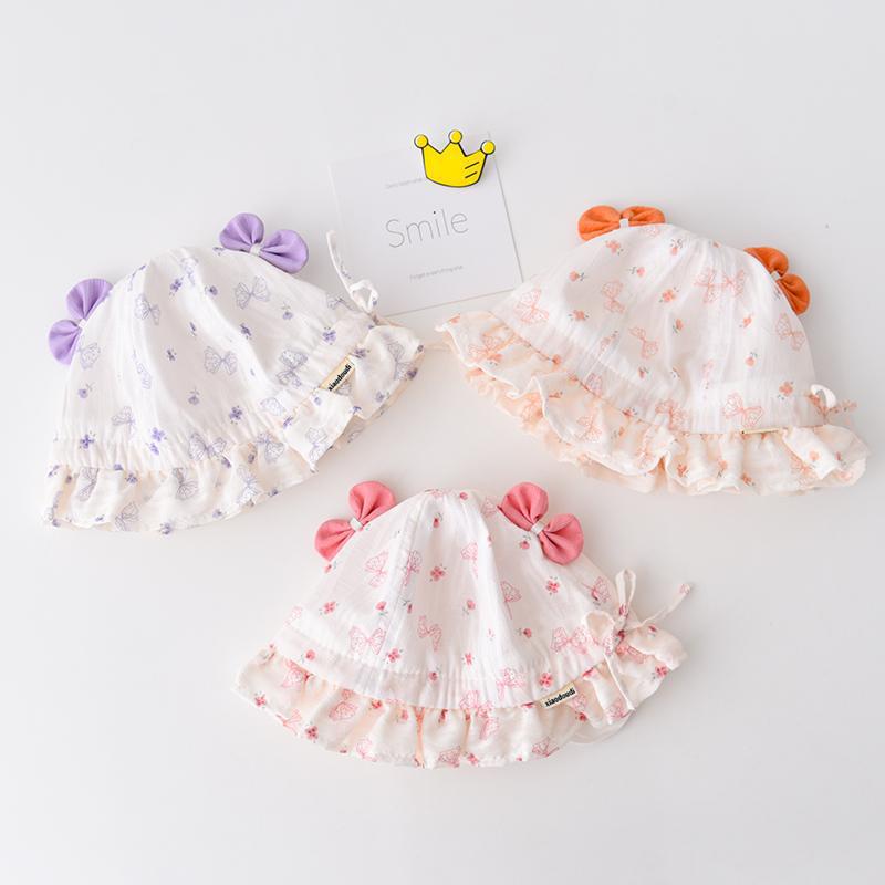 Spring Baby Bucket Hat With Cute Bow Unisex Infant Windproof Sun Hat Adjustable Brim For Newborns And Toddlers