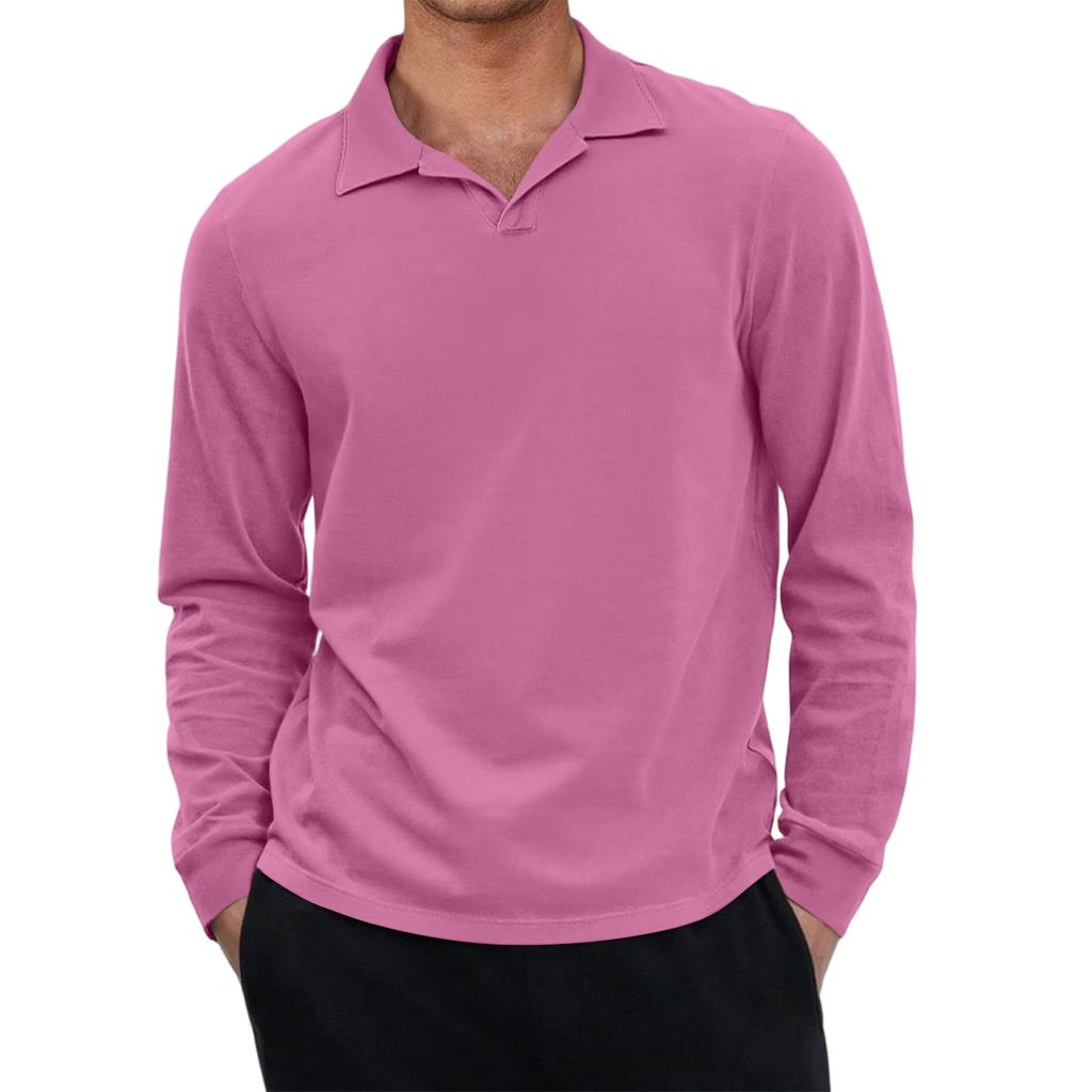 Men's Casual Retro Small V-neck Long-sleeved Top