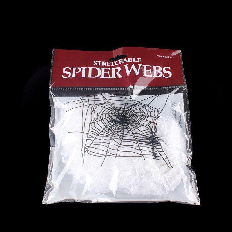 D5 Halloween Scary Party Scene Props White Stretchy Cobweb Spider Web Horror Halloween Decoration For Bar Haunted House Decor