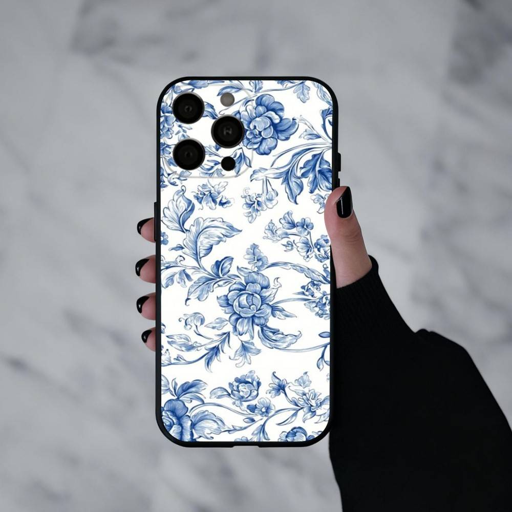 B-blue and W-white China Phone Case For iPhone 17pro,16,15,14,13,12,11 Plus,Pro Max,XS,Soft Silicone Black Cover