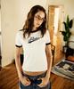 Peullukeu Retro Script Logo Ringer T-Shirt White Fst359