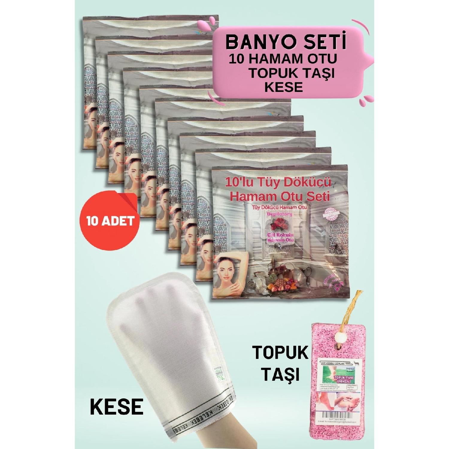 

10 Packs Of Hammam Grass Powder Feathery Hammam Sac Heel Stone Bath Set