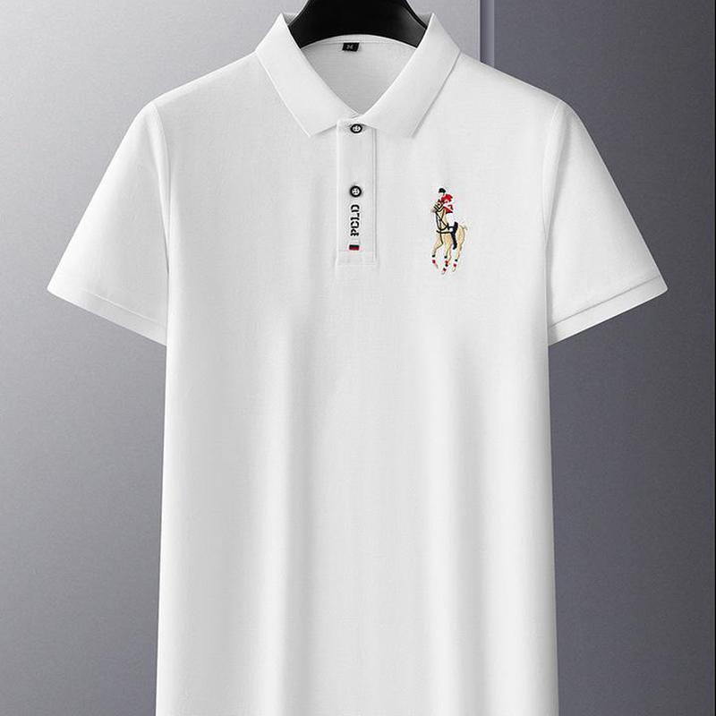 Business Polo Shirt Super Good Quality Tencel Cotton Polo T-shirt Solid Color Loose Golf Lapel Shirt