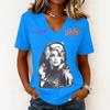 Women's Casual Letter Print V-Neck Short Sleeve Pullover Top