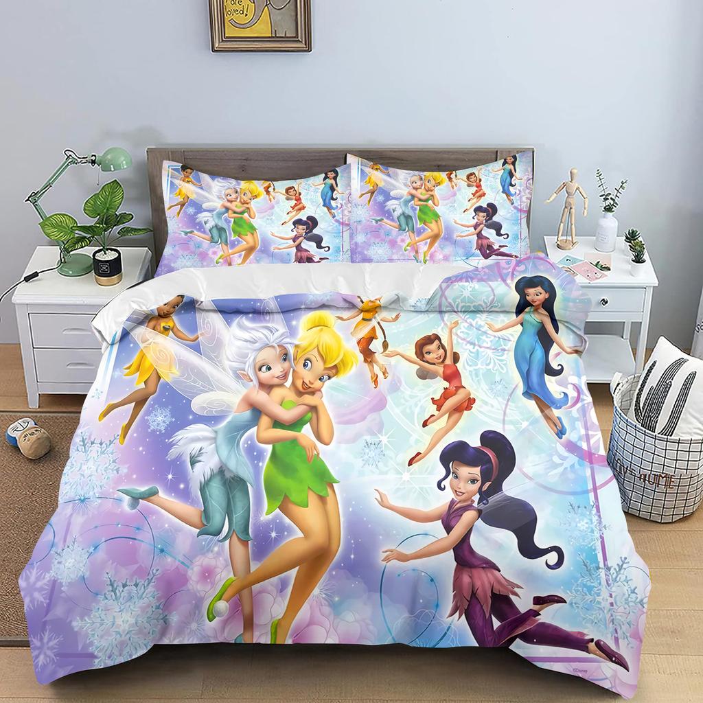 Tinker Bell Duvet Cover Cartoon Digital Printing Home Pillowcase Set Adult Bedroom Children Comforter Bedding