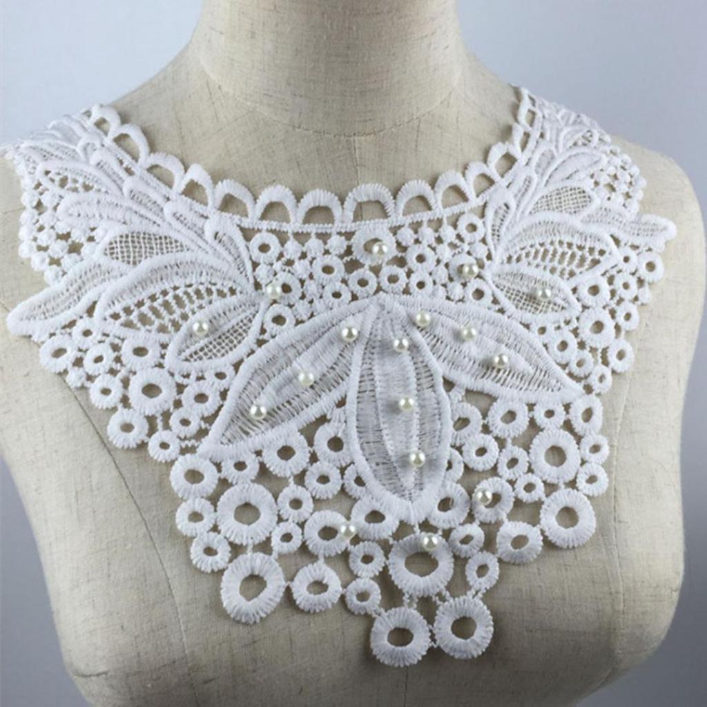 Elegant bröllop brudklänning spets krage broderi halsringning sömnad applikation