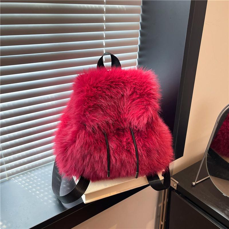 

Новый персонализированный маленький и свежий портативный плюшевый рюкзак для поездок на работу, модная простая уличная дорожная сумка красный