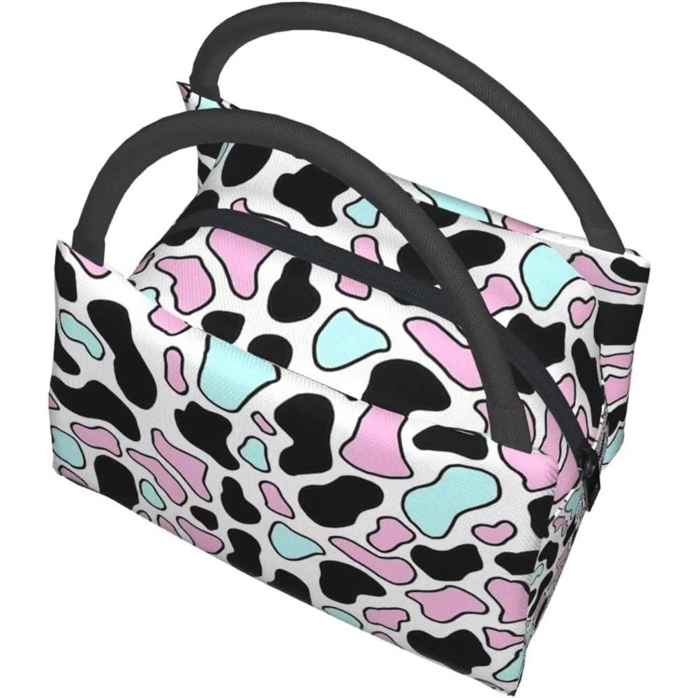 Cow Print Cute Lunch Bags Thermal Lunch Box Insulated Lunch Bag for Kids Girls Adults Cooler Containers Work