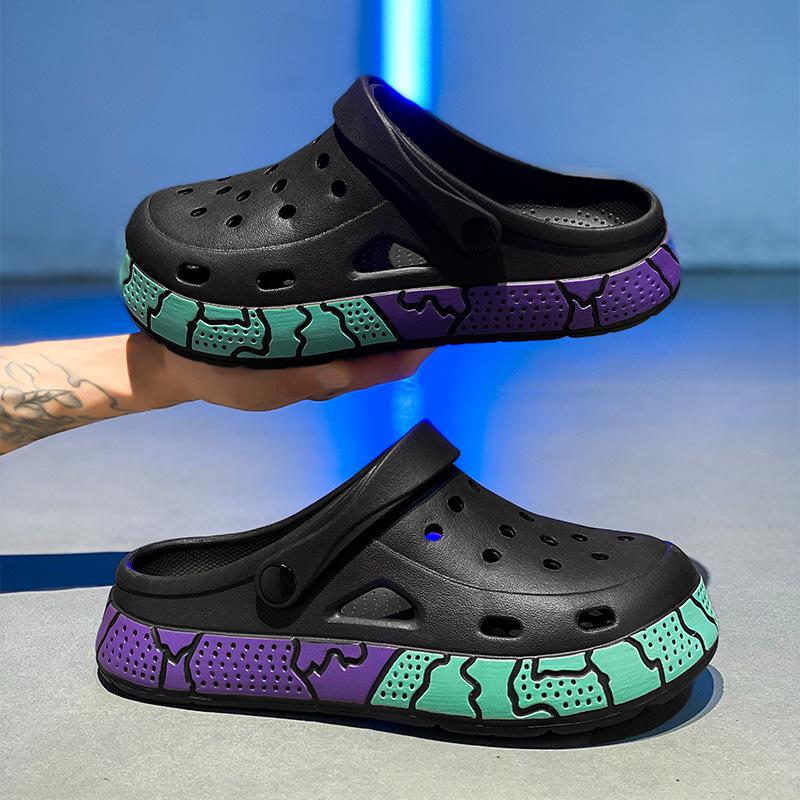 Hole Shoes Summer Wear Couple Models Non-slip Deodorant Tide Brand Beach Baotou Breathable New Outdoor Leisure