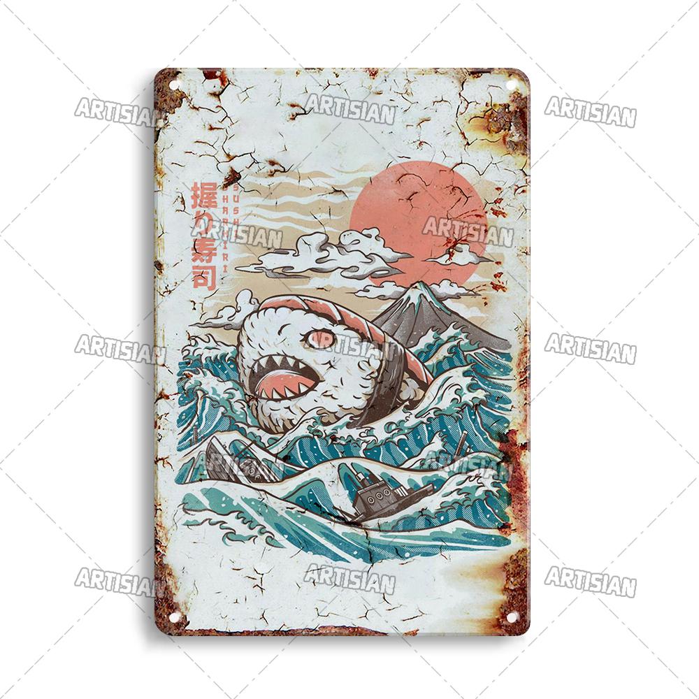 Japanese Comics Metal Poster Food Metal Tin Sign Wall Plate Kitchen Man Cave Cafe Metal Plaque Rusty Industrial Decor