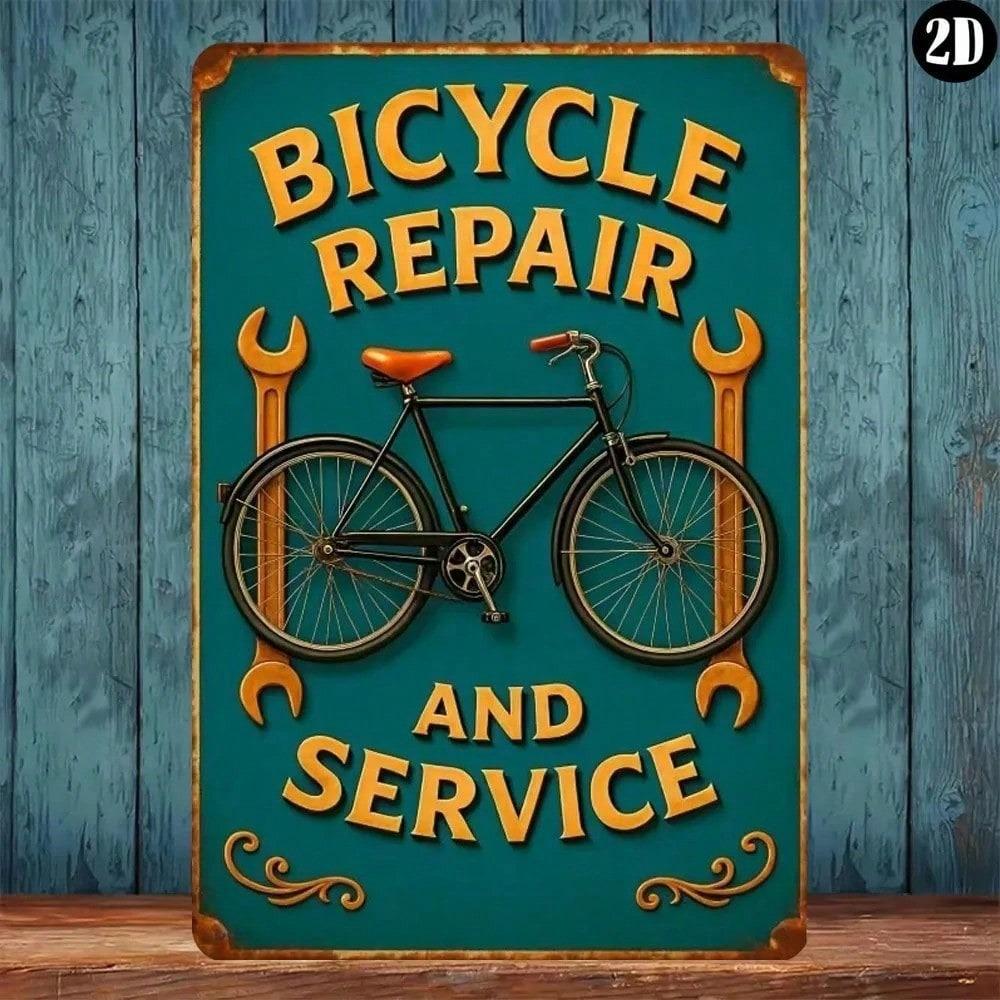 Vintage Grün Orange Weiß Fahrrad Metall Wandposter Garage Dekor