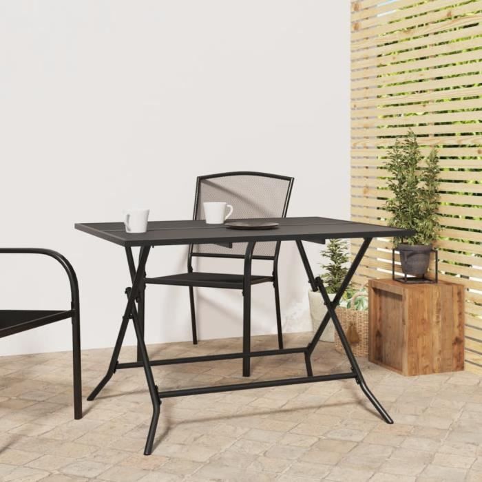 VidaXL Table de jardin pliable anthracite 110x80x72 cm maille d'acier 362749