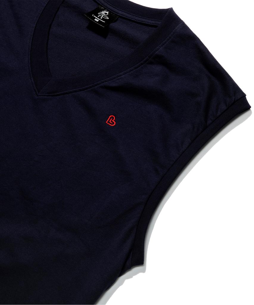 Lengagement Big Heart Loose Fit Fleece-Lined Vest [Navy]