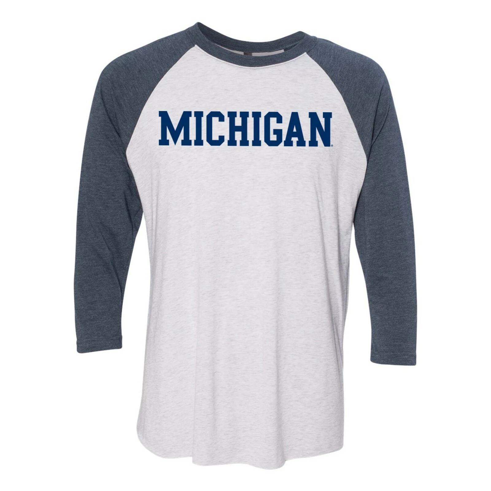 Michigan Wolverines Basic Block 3/4-Sleeve Raglan T Shirt S