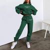 Damen Buchstabendruck Kapuzenpullover Fleece Jogginghosen Set Lässiges Streetwear Outfit