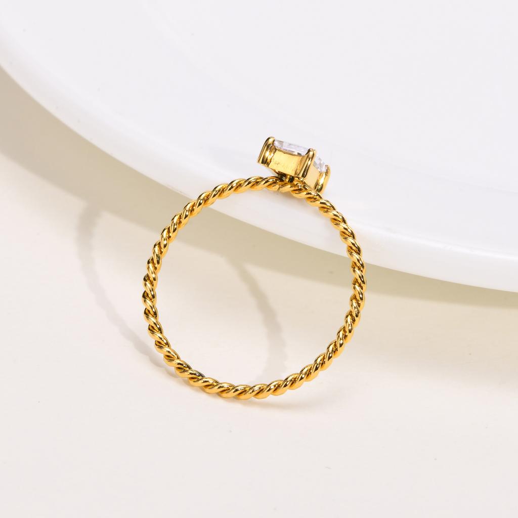 Bague Carrée Chic Blanche Zirconium Cubique AAA pour Femmes, Anneaux de Mariage en Acier Inoxydable, Bague de Doigt, Cadeau de Fête pour Elle Bijoux