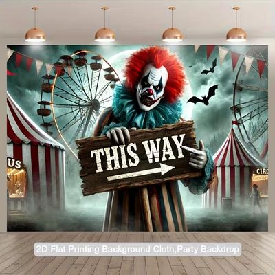 2D Scary Evil Clown Creepy Circus Halloween Backdrop Tapestry