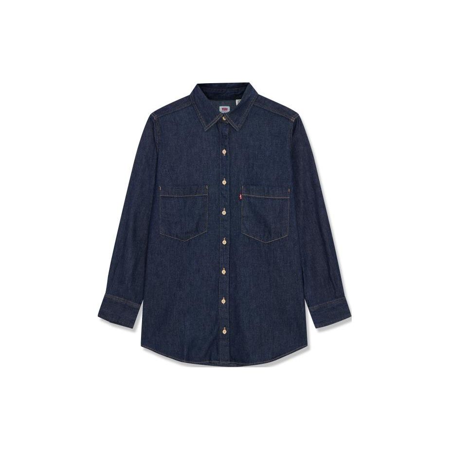 

Levis Куртка джинсовая женская с прямым кроем, воротником на пуговицах и длинными рукавами, темно-синяя A3372-0013 M