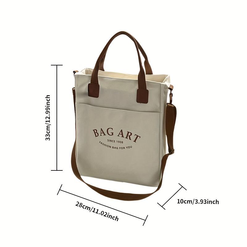 

Stylish Tote Bag Large Durable Stylish Bag, Zipper Closure, Perfect for Commuting or Daily Use, Japanese College Sail Cloth Bags бежевый