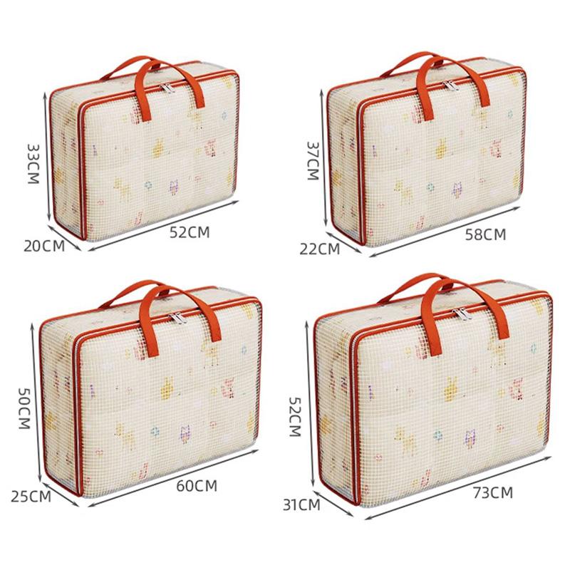 PVC Foldable Storage Bags with Handle Large Capacity Clothes Quilt Organizer Waterproof Moisture-proof Closet Organizer Bags