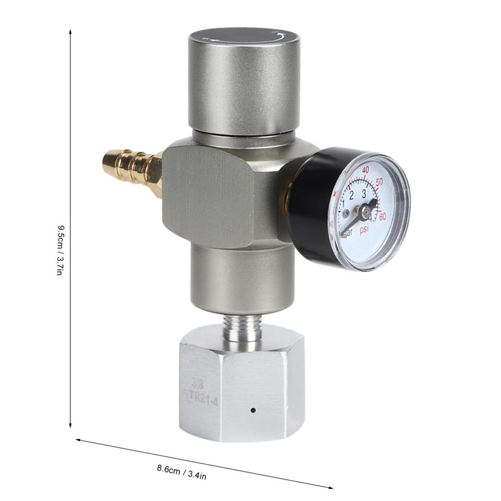 2 in 1 Mini CO2 Gas Regulator Soda Pressure Gauge with adapter 3/8in to TR21.4