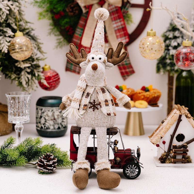 Christmas Telescopic Doll European Style Santa Claus Snowman Elk Hanging Leg Doll Christmas Decoration Supplies