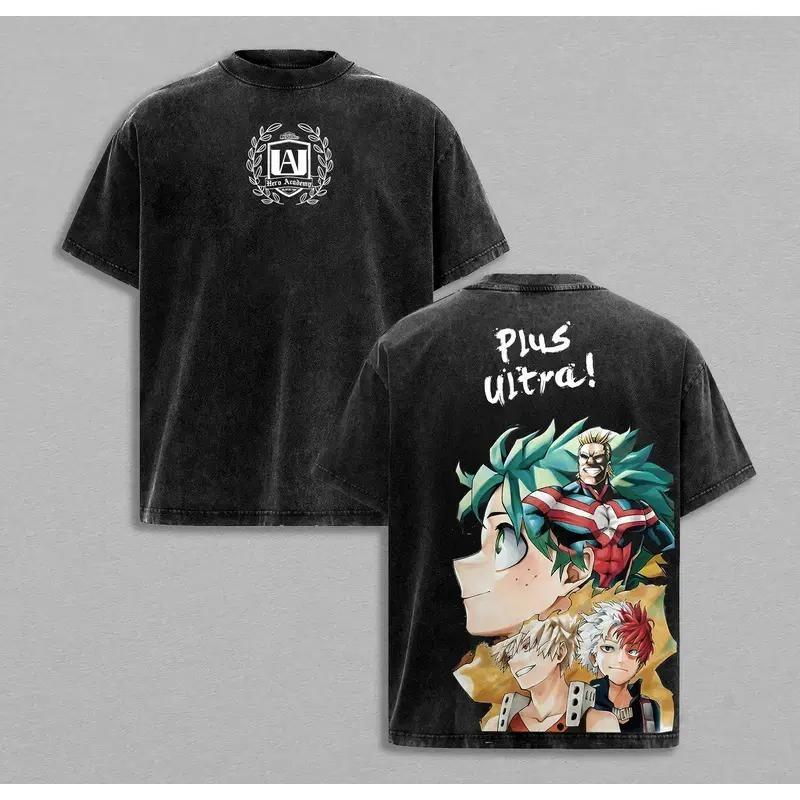 

All Might Printed Tee Anime My Hero Academia Clothing Men Women Retro Washed T-shirts Casual Tshirt Harajuku Male Cotton T Shirt XXL