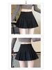 Women's Black Deerskin Velvet High-Waisted Slimming A-Line Mini Skirt with Anti-Exposure Pleats - Autumn/Winter Casual Skirt Pants