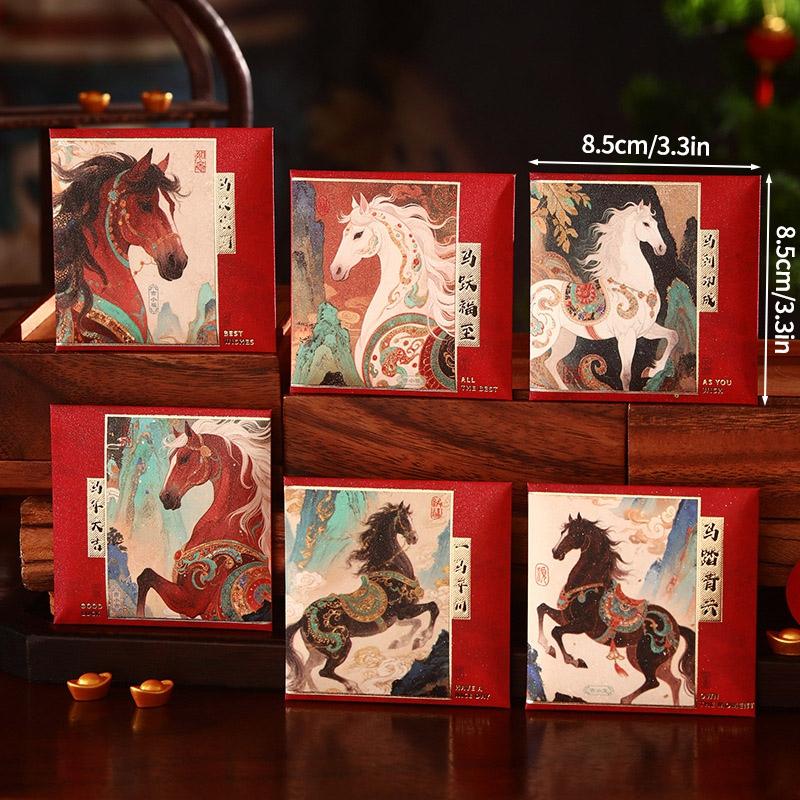 Red Packets 2026 Horse New Year 2026 Red Envelope Money Envelopes Gifts for Kids Cartoon Cute Money Packaging Bags Gifts