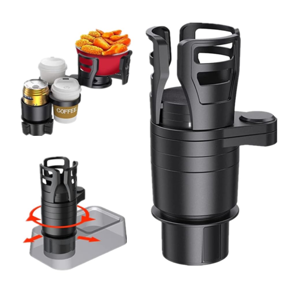 TATACLEA Car Cup Stable Adjustable Automatically Adjustable Elastic Easy Installation 4-in-1 Holder, Multifunctional, 360° Rotation, Non-Slip,