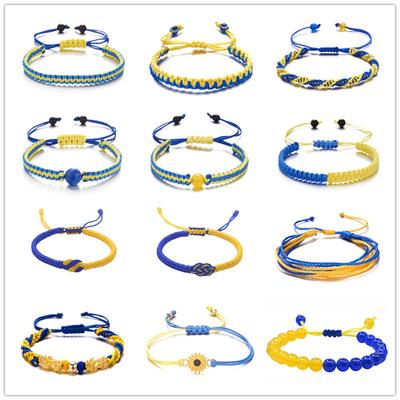 Handmade Blue And Yellow Woven String Bracelet Flag Unisex Couple Jewelry