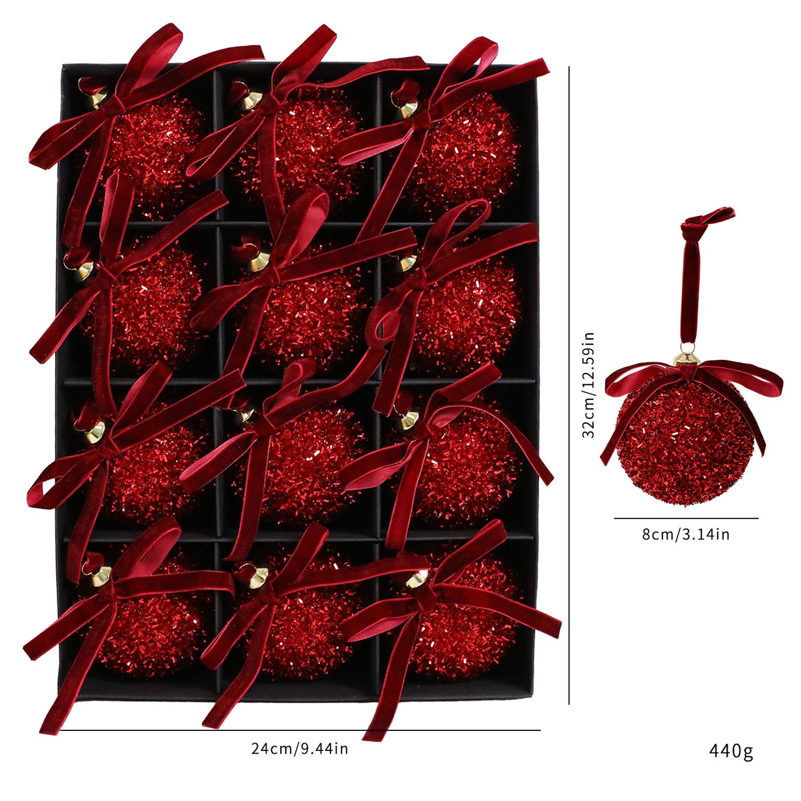 

16-piece Set Of 8cm Christmas Ball Ornaments With Ribbon, Suitable For Christmas Tree Decoration One Size