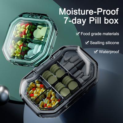 7-Tage-Pillendose, Mini-Medizin-Organizer, wöchentlicher Reise-Tablettenbehälter, täglicher wasserdichter Medikamentenkoffer, Vitamin-Kapseln-Halter