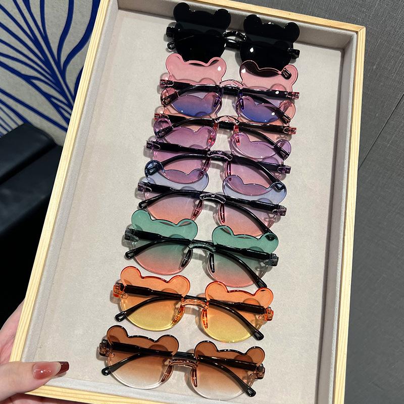 Cute Cartoon Cat's Eye Rimless Sunglasses for Girls with Color-Changing Lenses - 8 Options