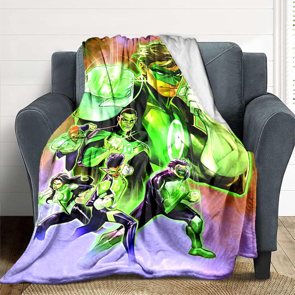 1 Stück Green Lantern Corps Decke Polyesterfaser, Ganzjahreskomfort für Sofa, Bett, Büro, Auto, Camping, Ideale Heimdekoration & Geschenk, Bürokomfort