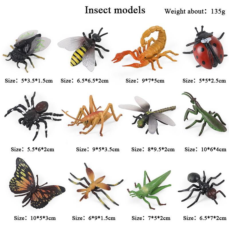 Oenux Wild Insect Animals Model Set Butterfly Scorpion Mantis Cicada Lizard Action Figures Miniature Kid Education Halloween Toy
