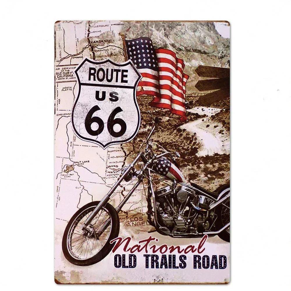 Route 66 Souvenir License Plate, American Auto Metal Sign 20x30cm