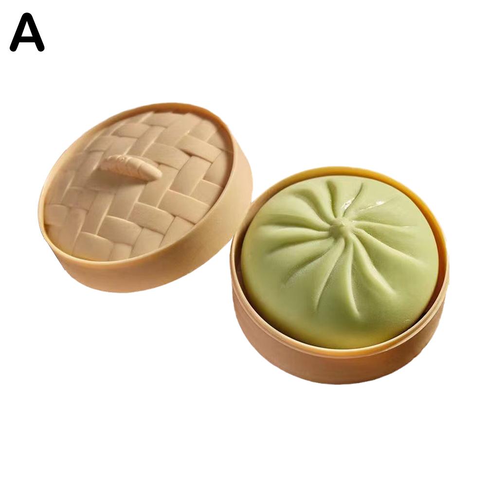 Bun Bao Sensory Fidget Toy Simulation Steamed Bun Stress Toys with Steamer Container Box Toys F T1U5
