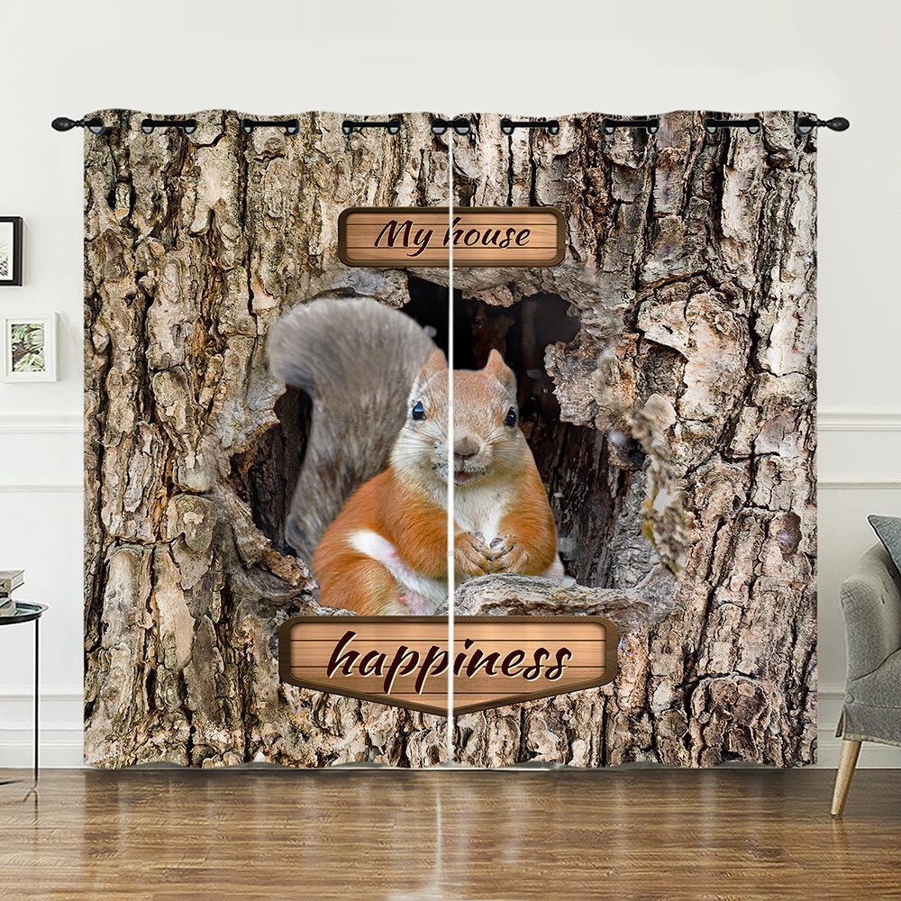 Curtains Animal Deer Curtains Bedroom Living Room Blackout Curtain Perforated