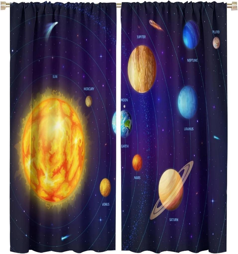 Solar System Window Curtains Kids Outer Space Treatments Bedroom Universe Planets Galaxy Astronomy Drapes Curtain For Made Of Polyester