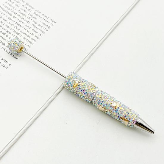 Custom Beadable Pen Blanks Glitter Ballpoint Pen, Sparkly Rhinestone Star Moon Beaded Plastic Creative Gift Pens for Women DIY Handmade Gel Ink School