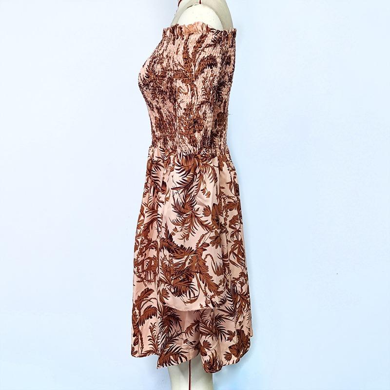 Летние повседневные платья с открытыми плечами для женщин Платье с цветочным принтом — фото 10