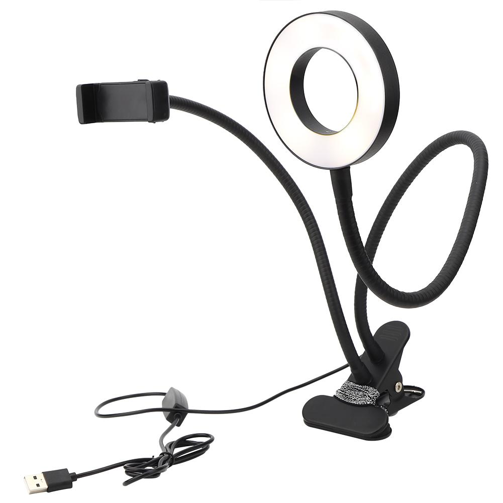 USB Powered Adjustable LED Fill Light Photography Light Phone Bracket for Live Broadcast Black