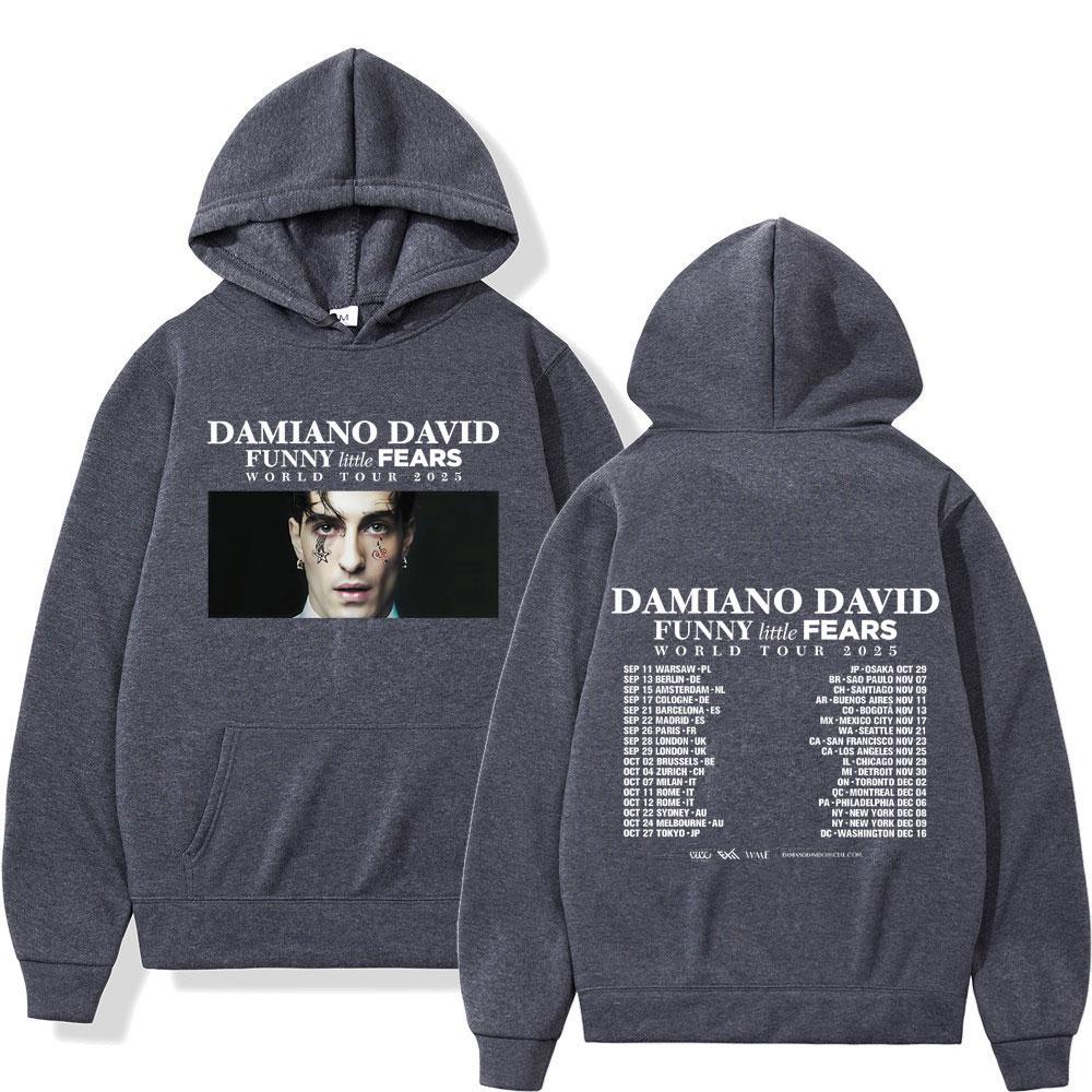 Singer DAMIANO DAVID FUNNY Little FEARS Album Tour 2025 Graphic Vintage Hoodie Men Fashion Punk Pullover Hip-hop Sweatshirt Tops