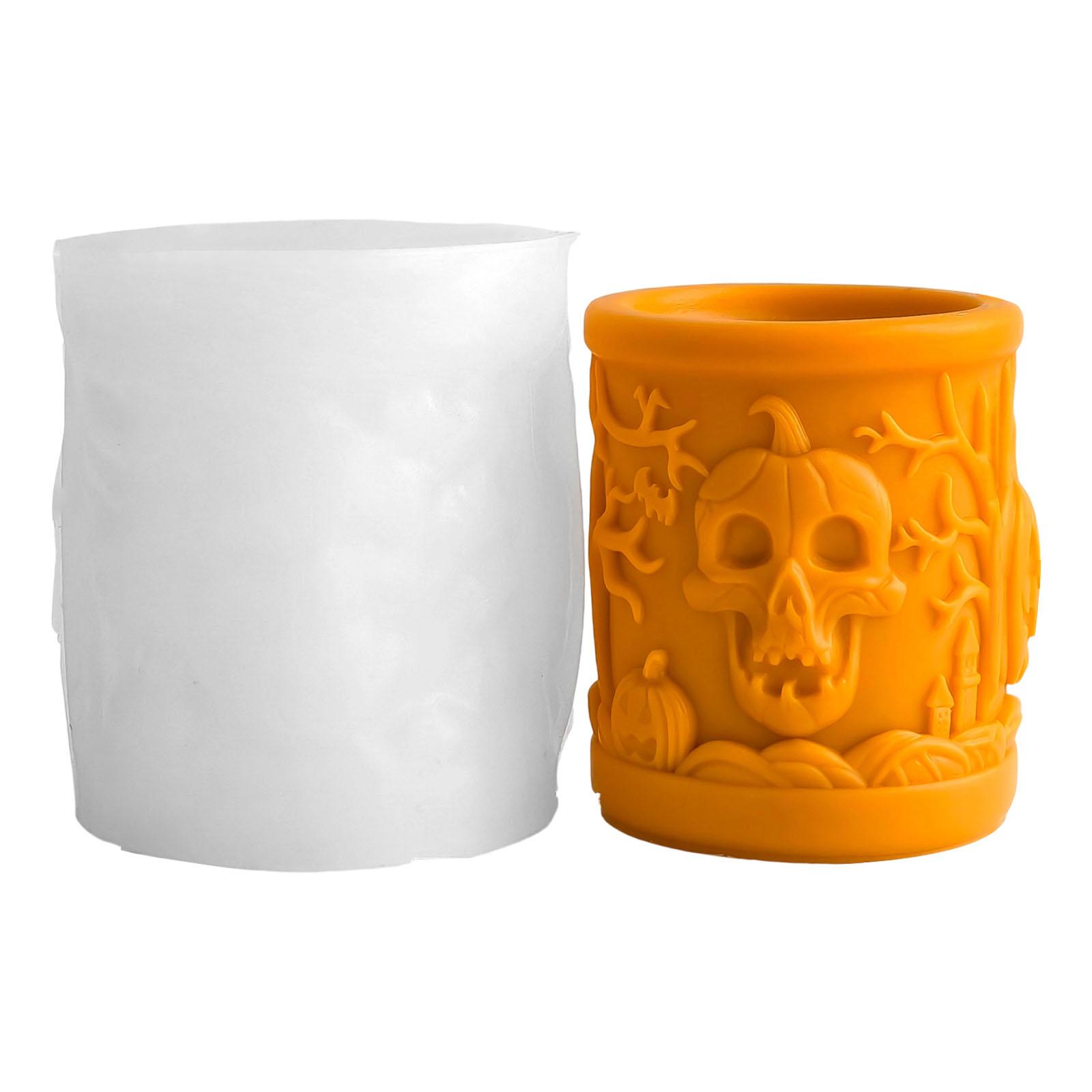 Силиконовая форма для свечей на Хэллоуин для изготовления свечей, мыла, праздничного декора, термостойкая силиконовая форма цилиндрической формы 5346